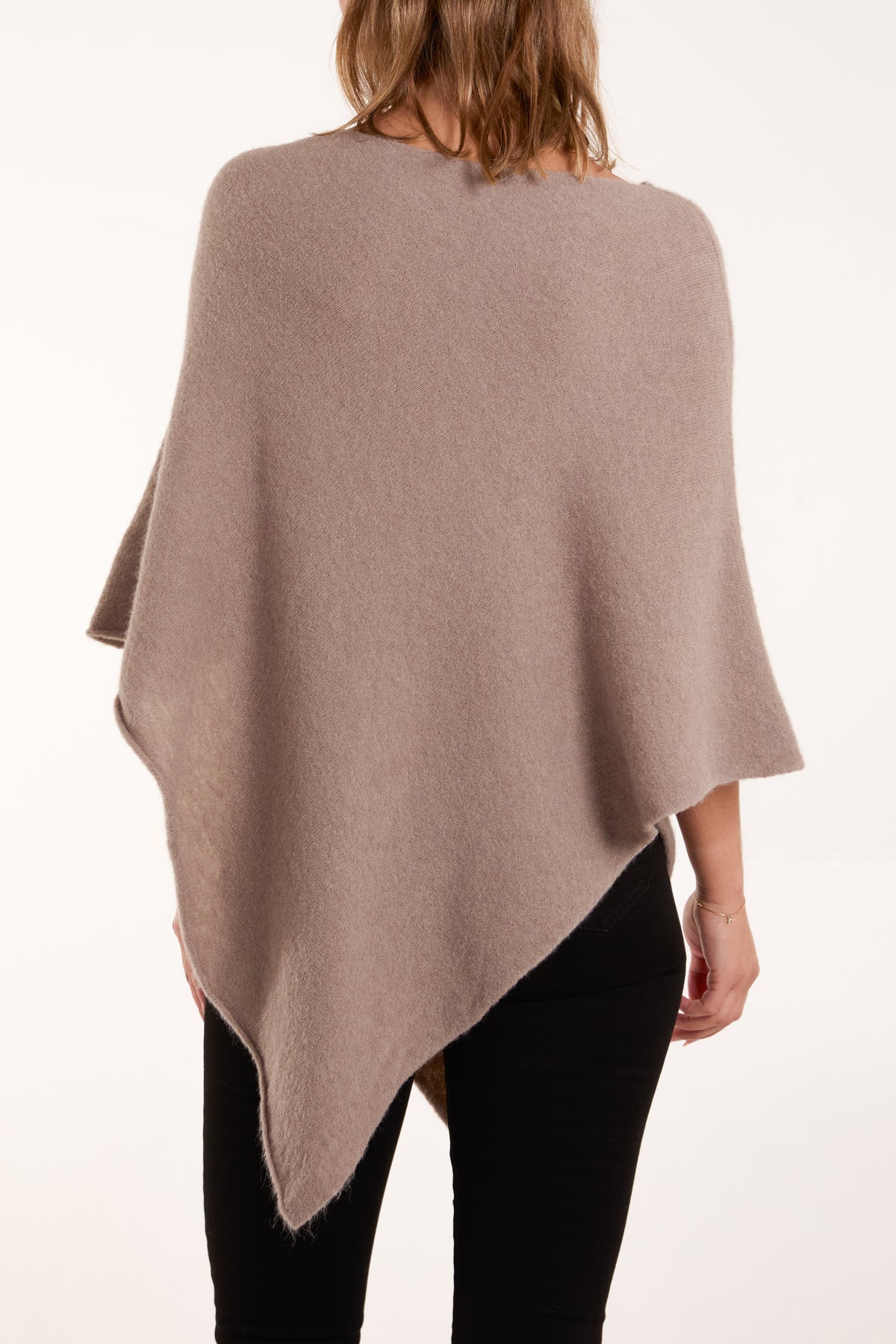 Soft Touch Asymmetric Hem Knit Poncho