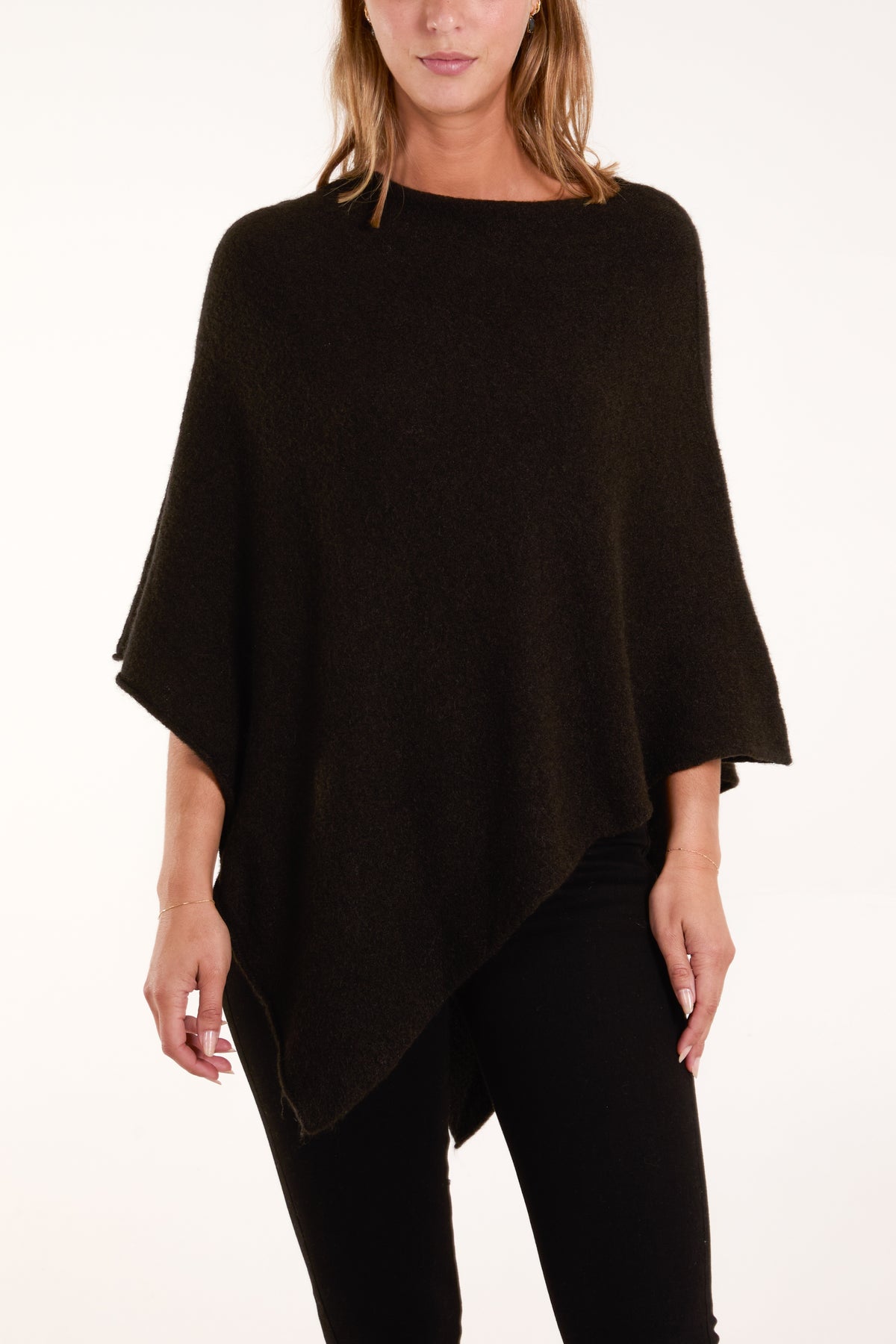 Soft Touch Asymmetric Hem Knit Poncho