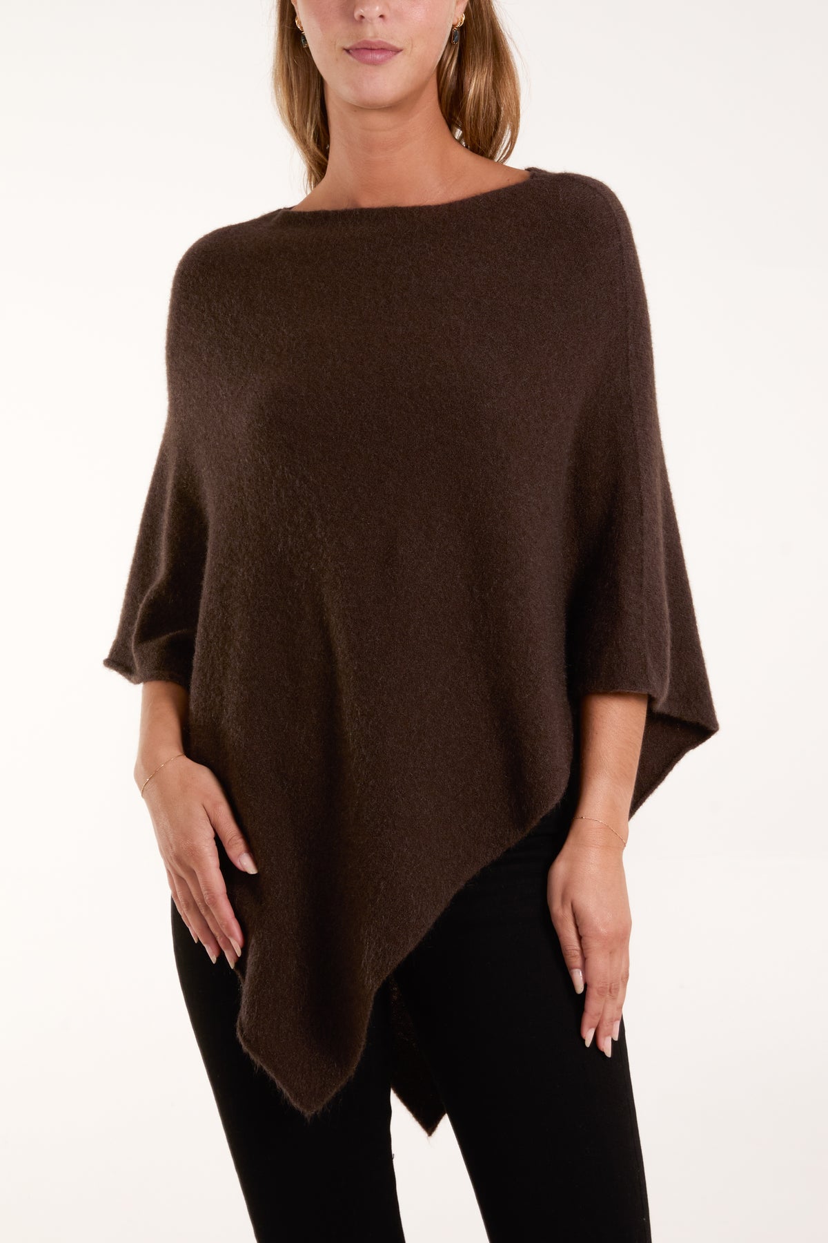 Soft Touch Asymmetric Hem Knit Poncho