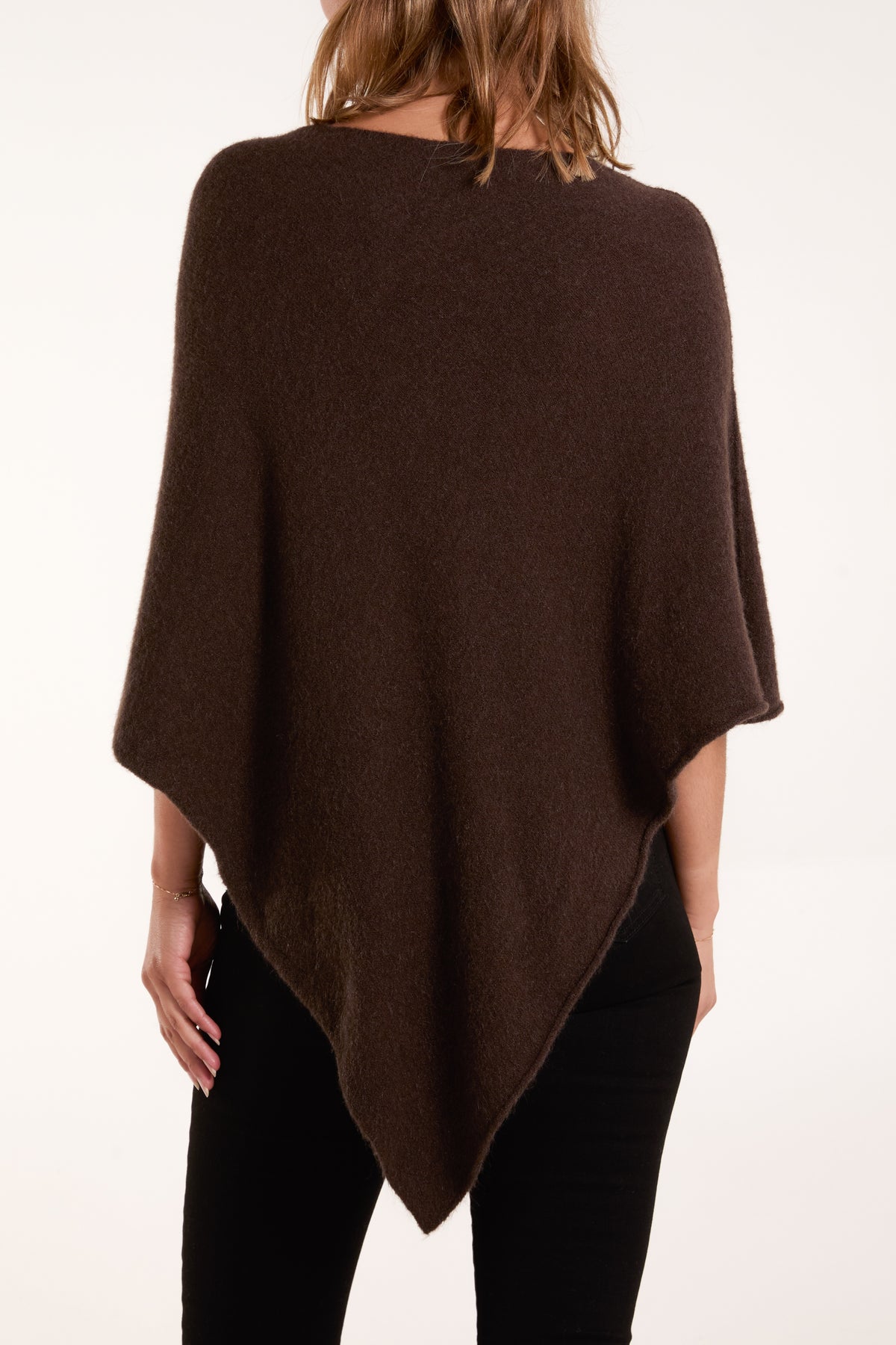 Soft Touch Asymmetric Hem Knit Poncho