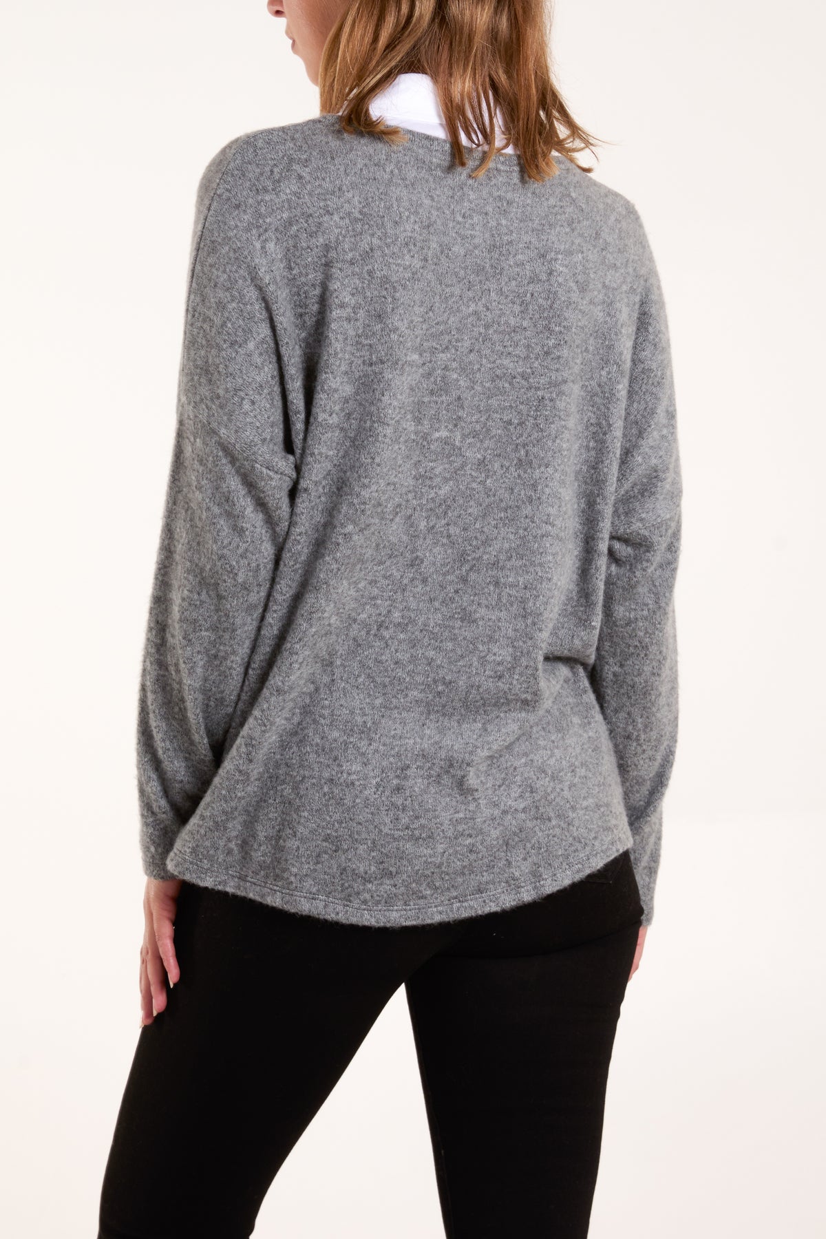 Wool Blend V-neck Jumper with Collar