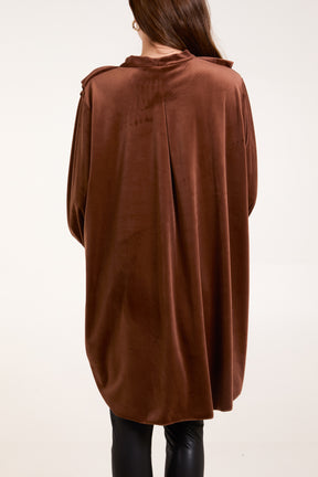 Velour Front Ruffle Blouse