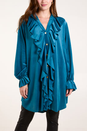 Velour Front Ruffle Blouse