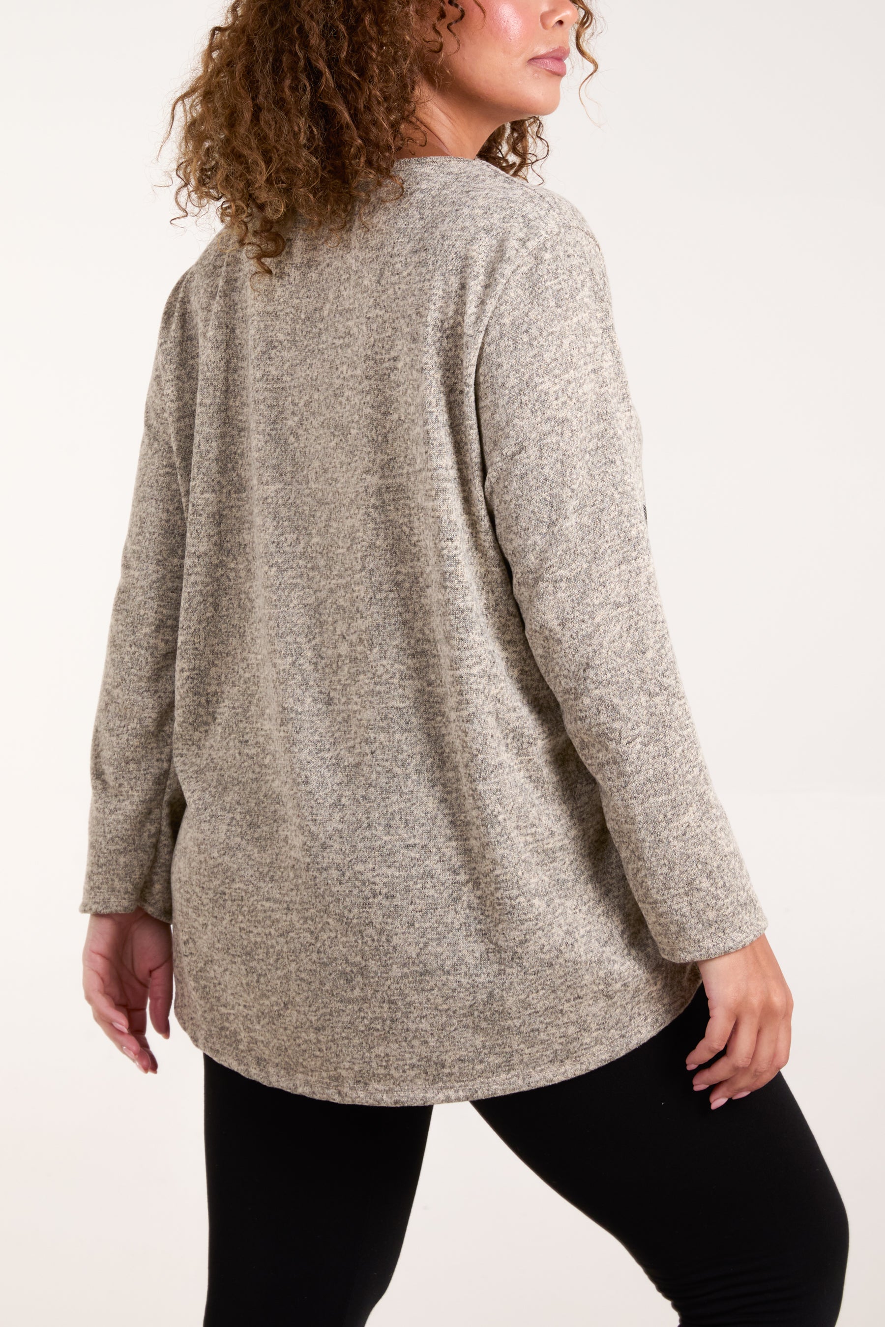 Diamante Heart Long Sleeve Knitted Top