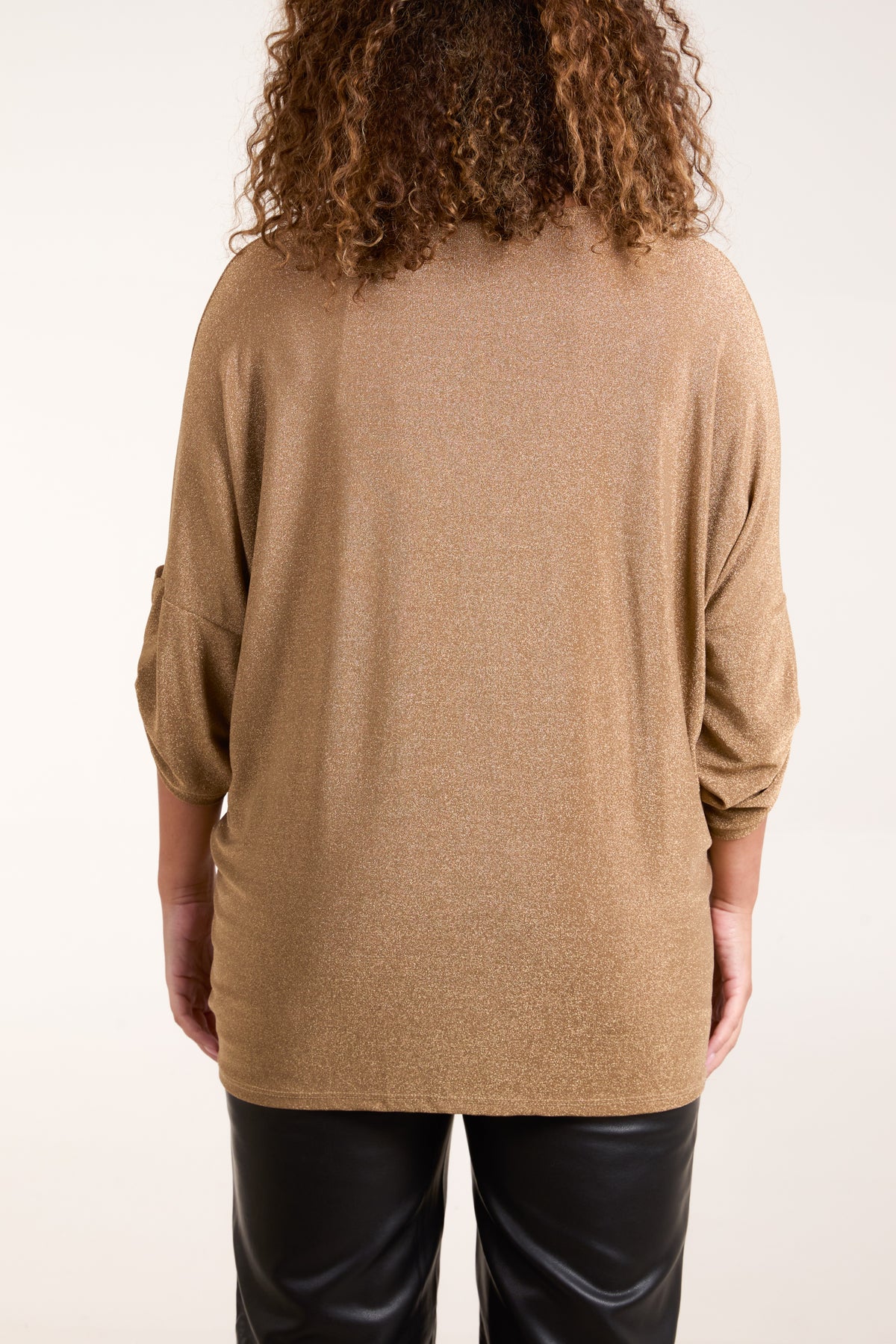 Twisted Front 3/4 Sleeve Shimmer Top