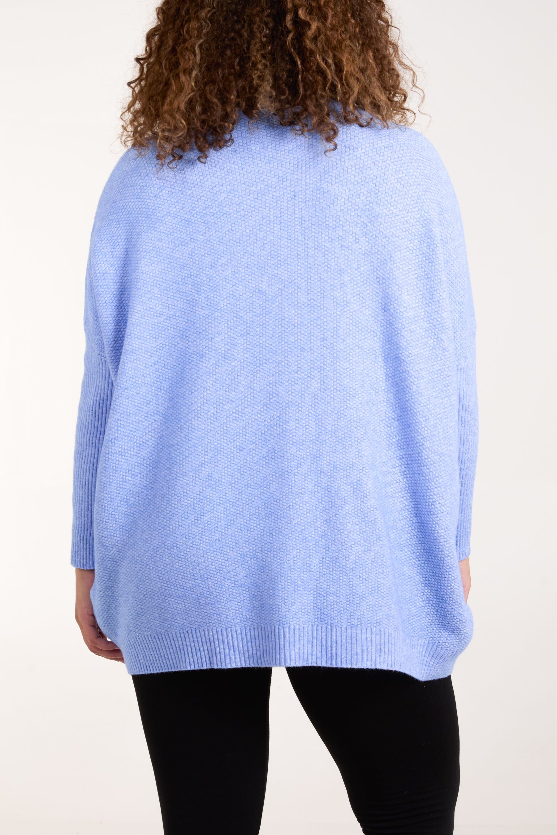 High Neck Batwing Texture Jumper