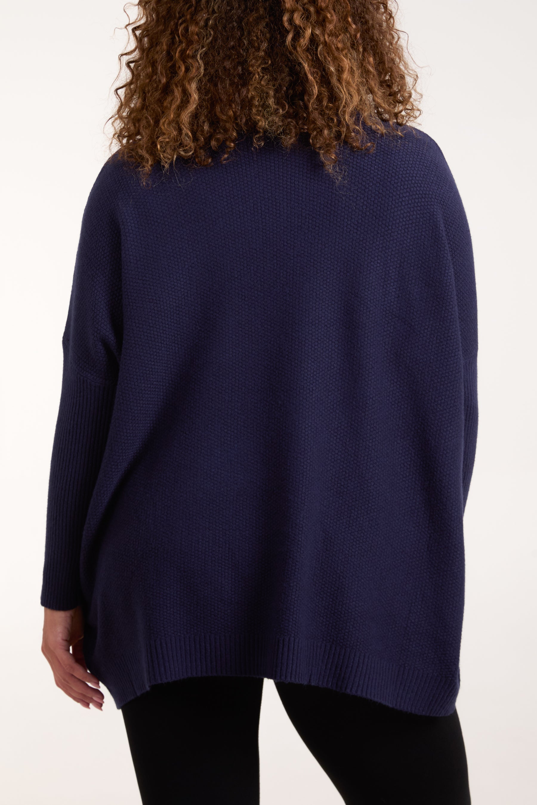 High Neck Batwing Texture Jumper