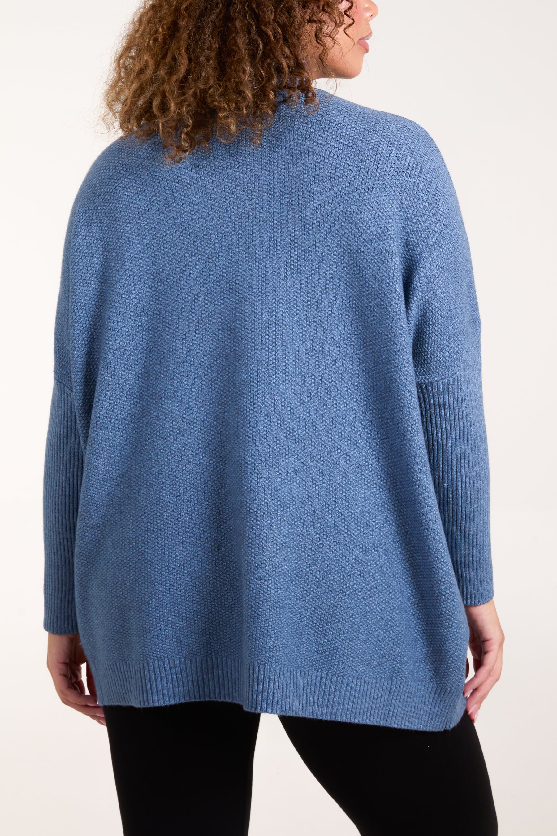 High Neck Batwing Texture Jumper