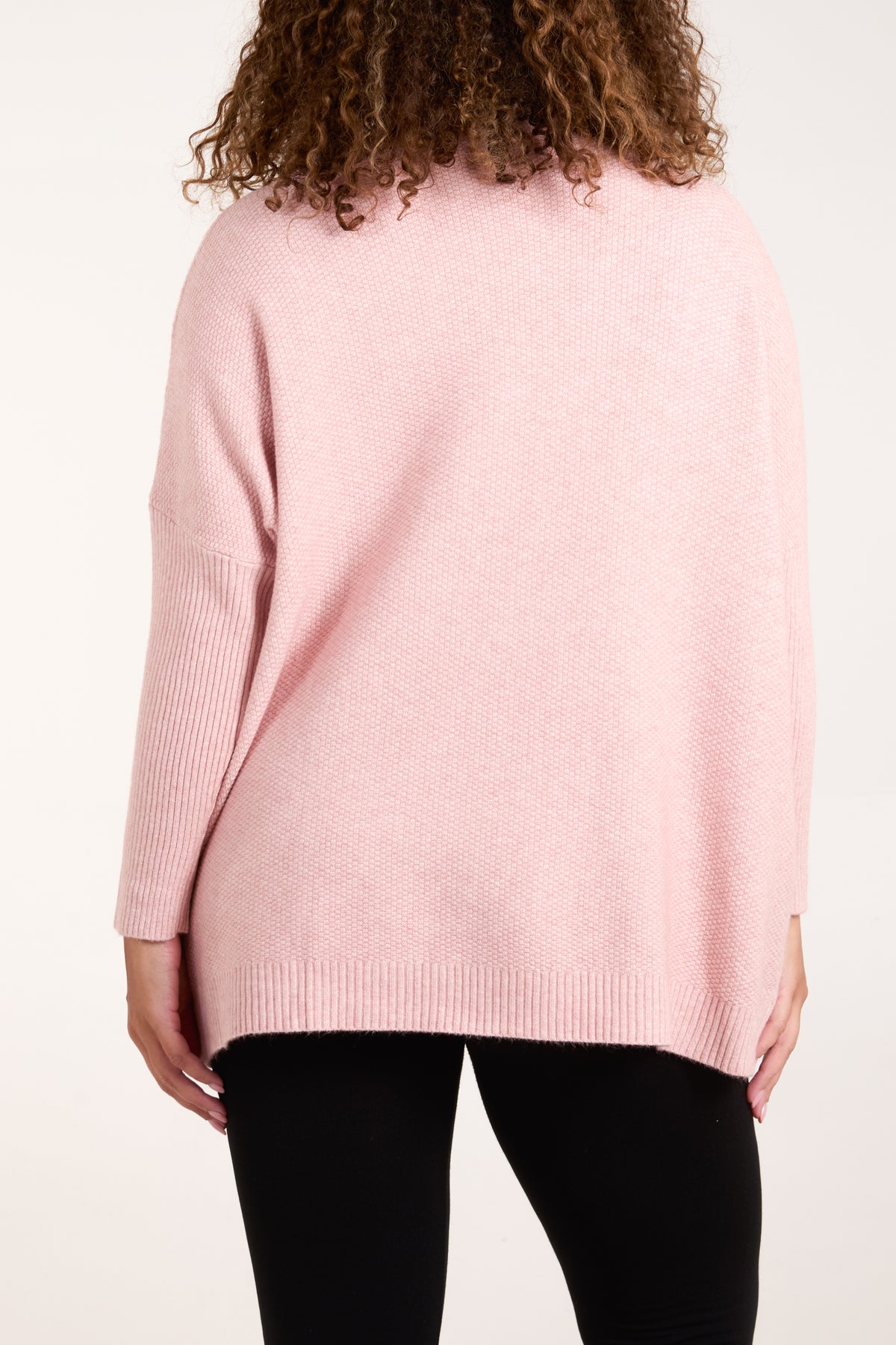 High Neck Batwing Texture Jumper