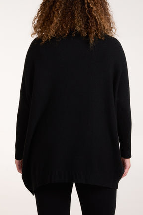 High Neck Batwing Texture Jumper