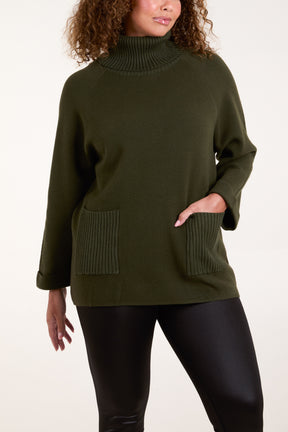 Roll Neck Pockets Jumper