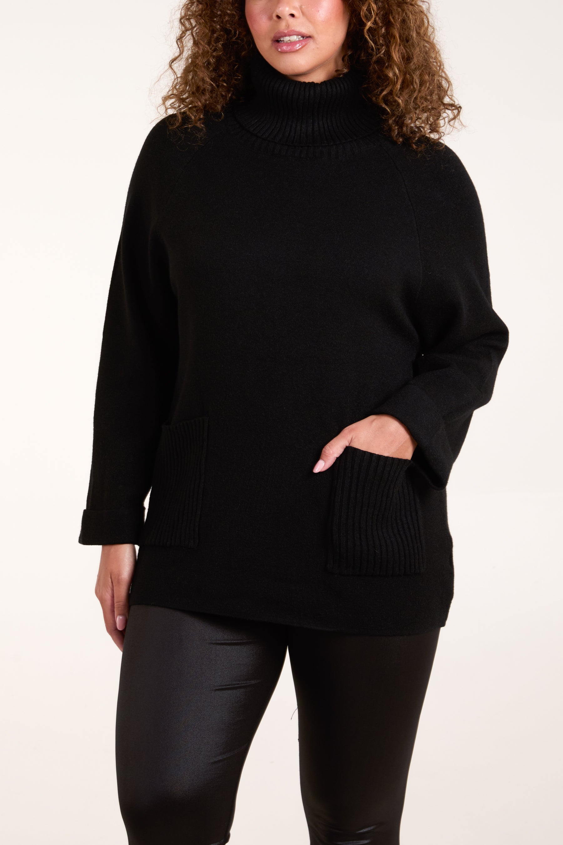 Roll Neck Pockets Jumper