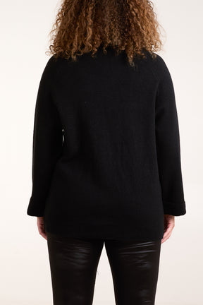 Roll Neck Pockets Jumper