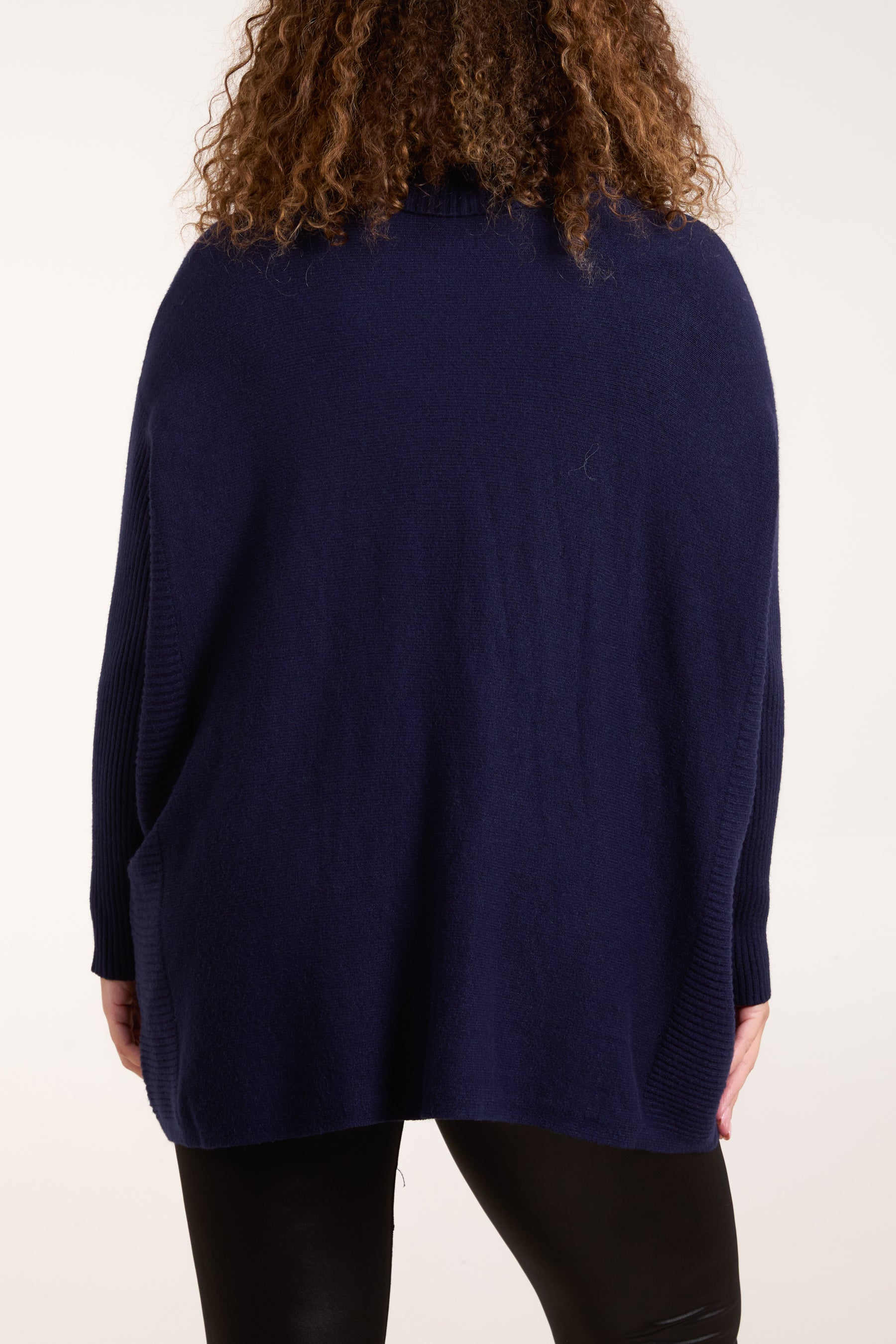 Roll Neck Pockets Ribbed Detail Jumper