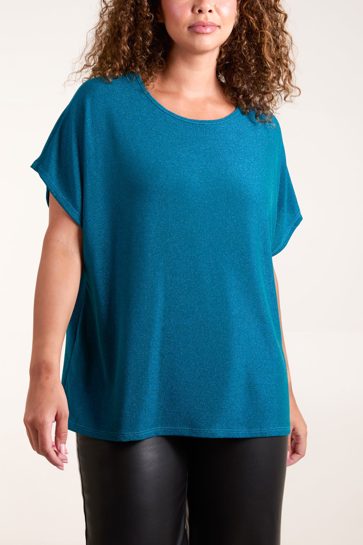 Shimmer Round Neck Short Sleeve Top