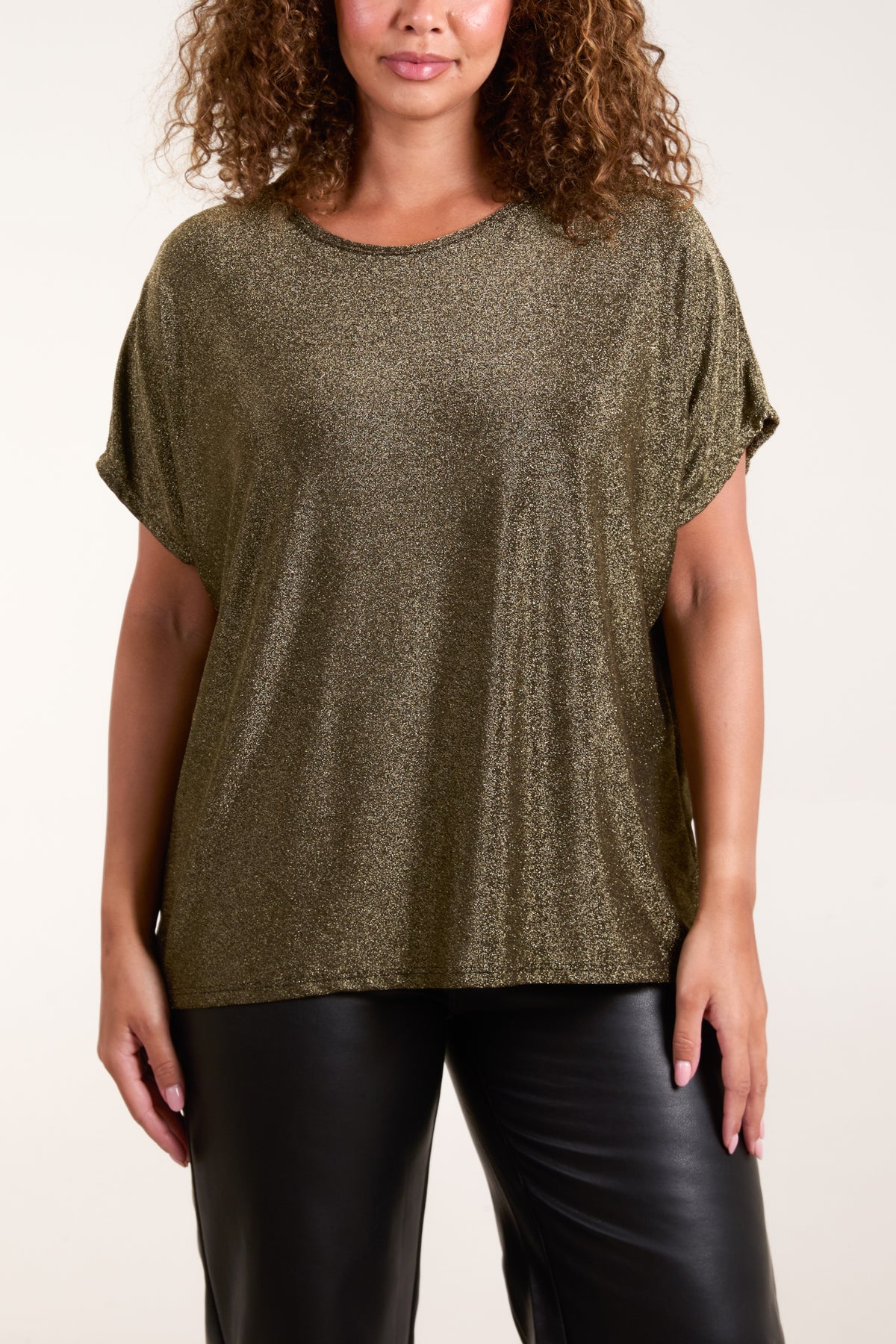 Shimmer Round Neck Short Sleeve Top