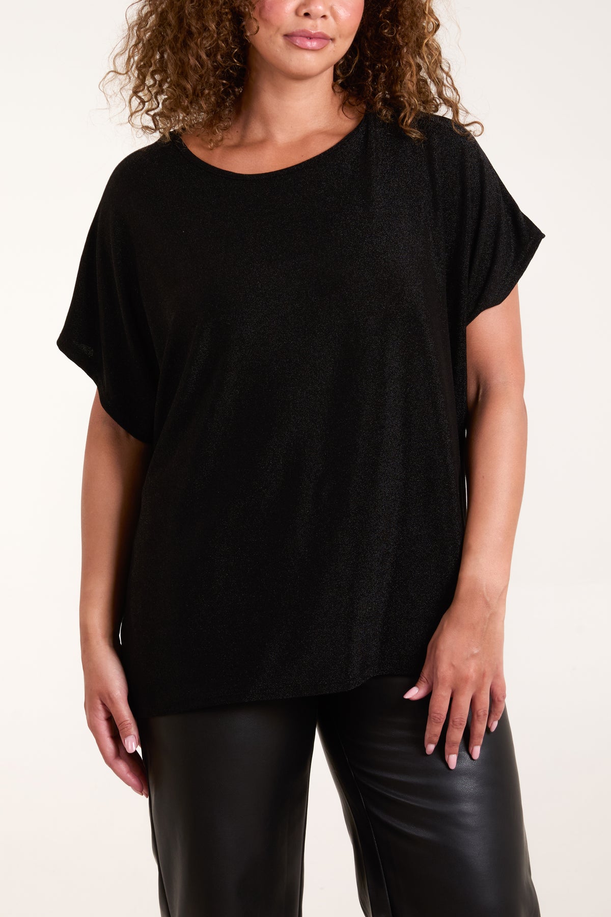 Shimmer Round Neck Short Sleeve Top