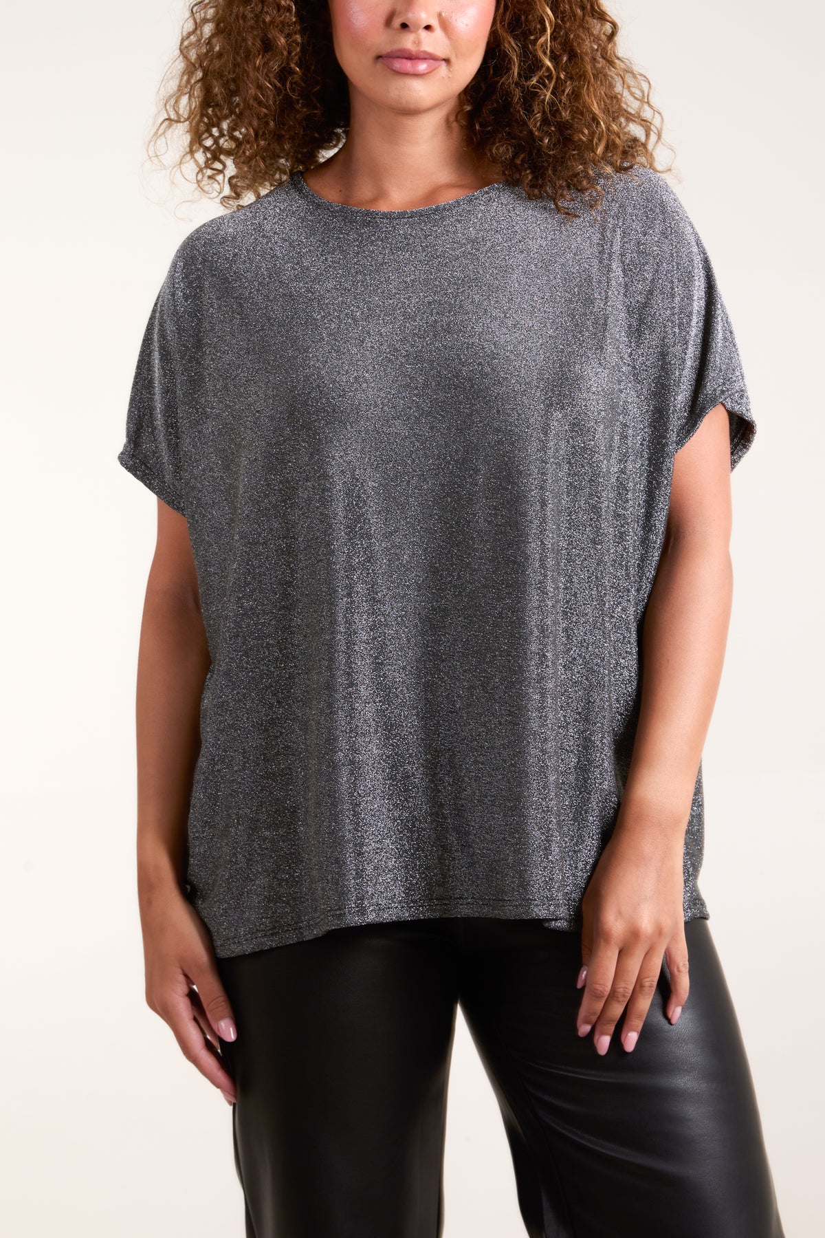 Shimmer Round Neck Short Sleeve Top