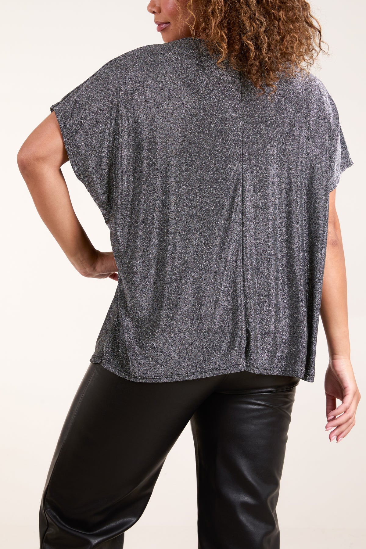 Shimmer Round Neck Short Sleeve Top