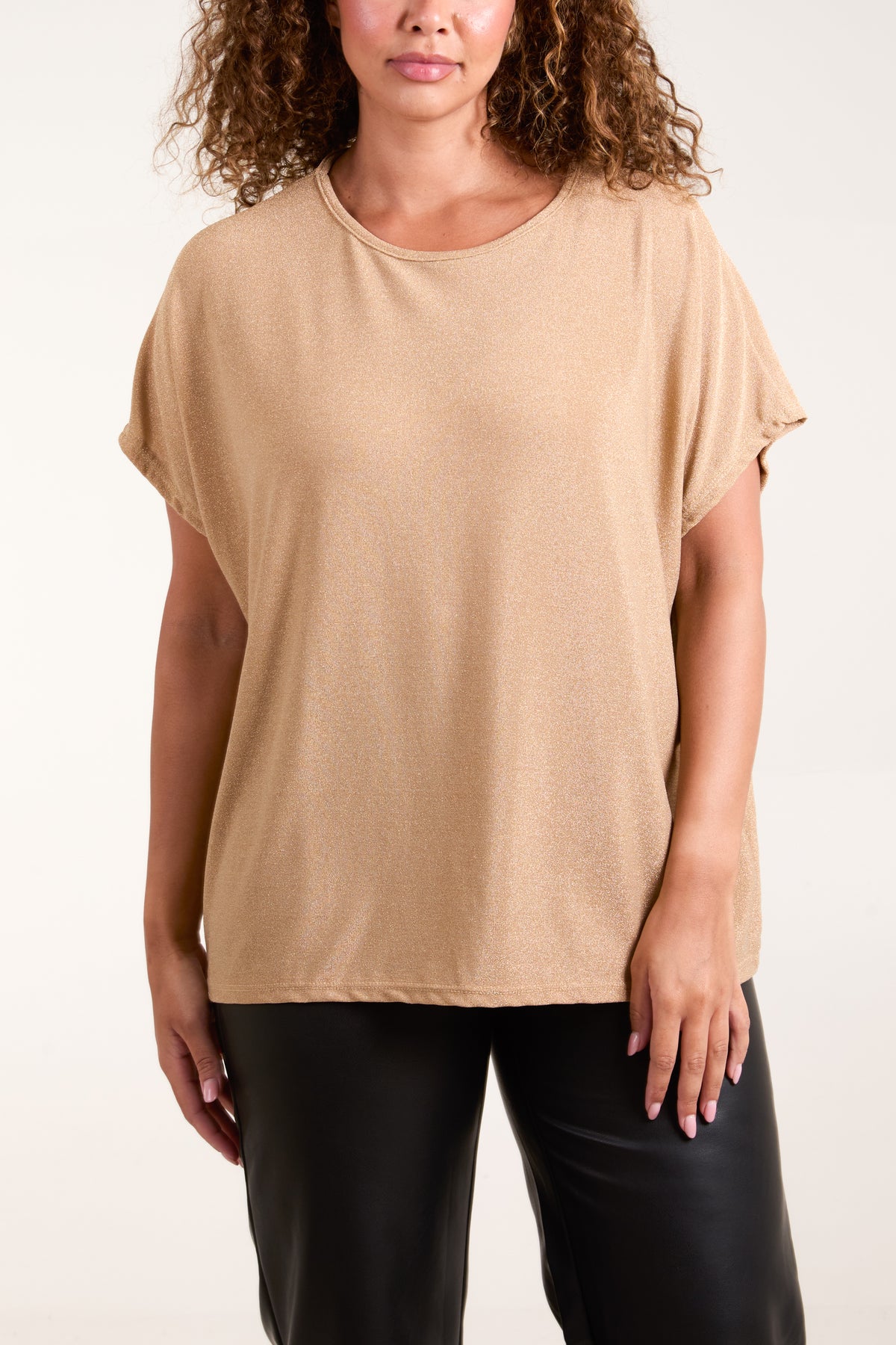 Shimmer Round Neck Short Sleeve Top