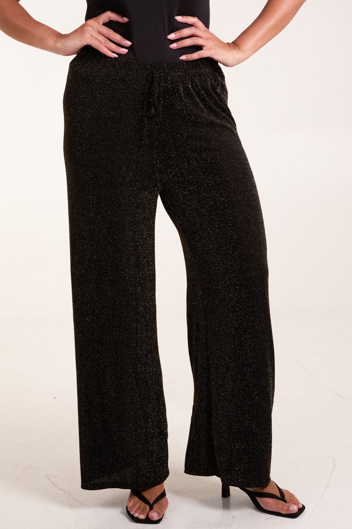 Shimmer Drawstring Wide Leg Trousers