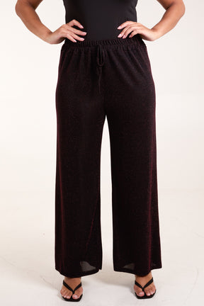 Shimmer Drawstring Wide Leg Trousers