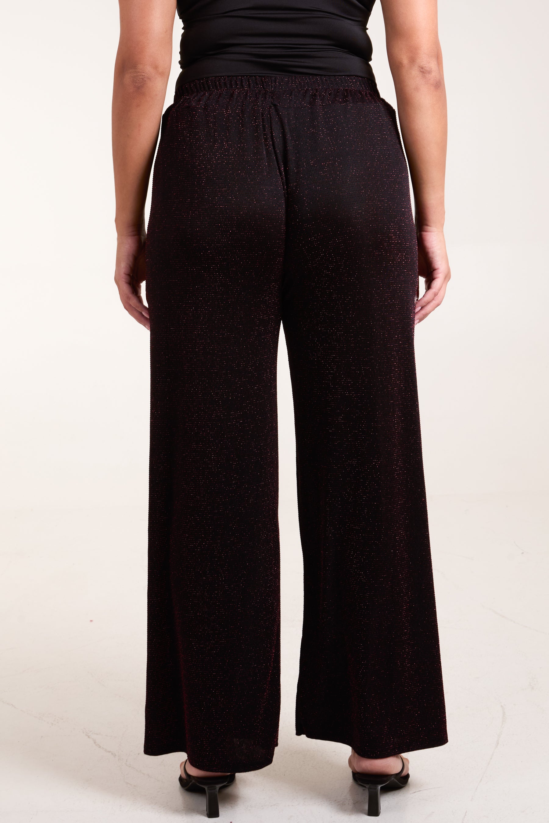 Shimmer Drawstring Wide Leg Trousers