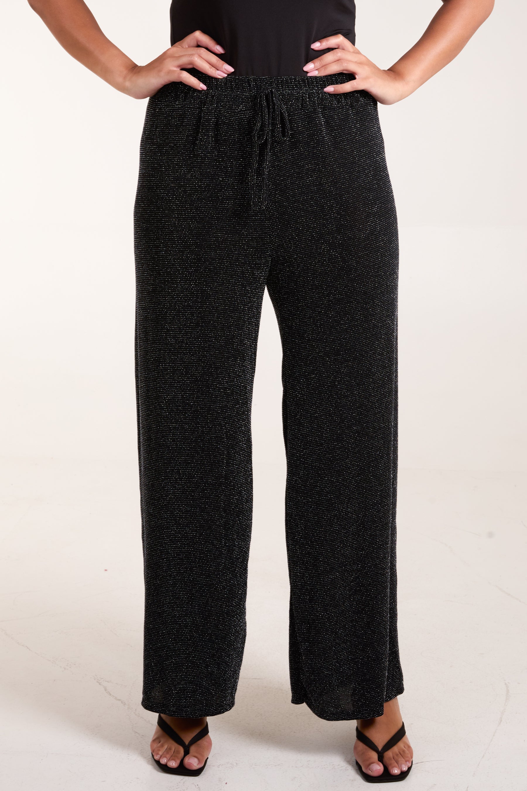 Shimmer Drawstring Wide Leg Trousers