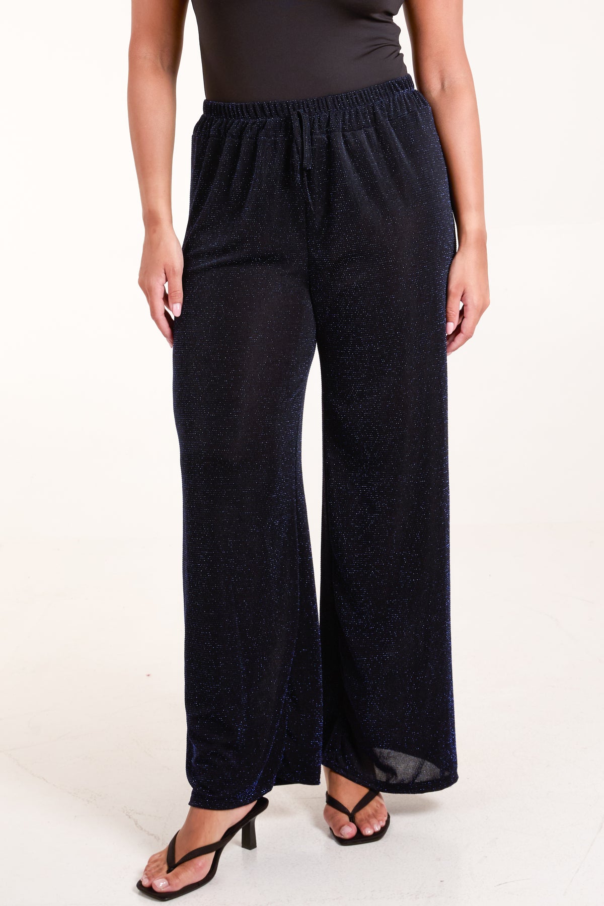 Shimmer Drawstring Wide Leg Trousers