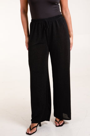 Shimmer Drawstring Wide Leg Trousers