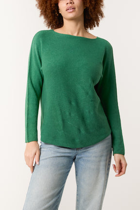 Boat Neck Raw Edge Jumper