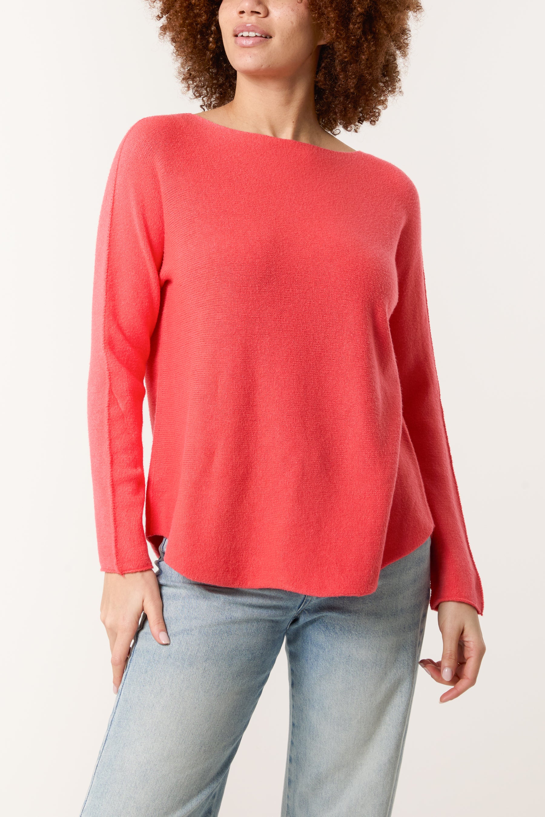 Boat Neck Raw Edge Jumper