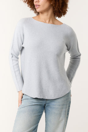 Boat Neck Raw Edge Jumper