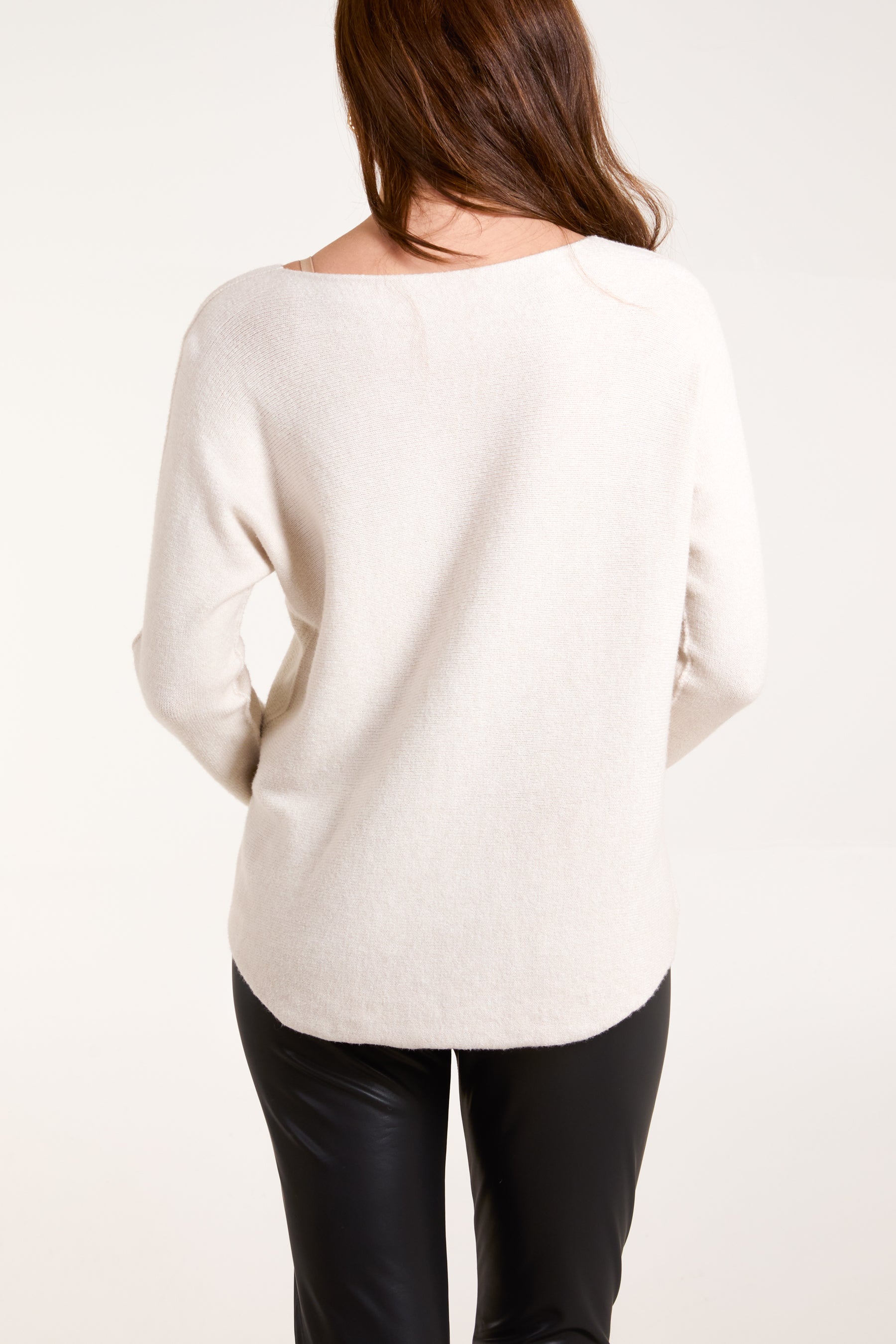 Boat Neck Raw Edge Jumper