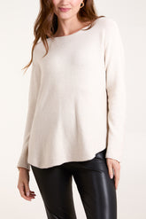 Boat Neck Raw Edge Jumper