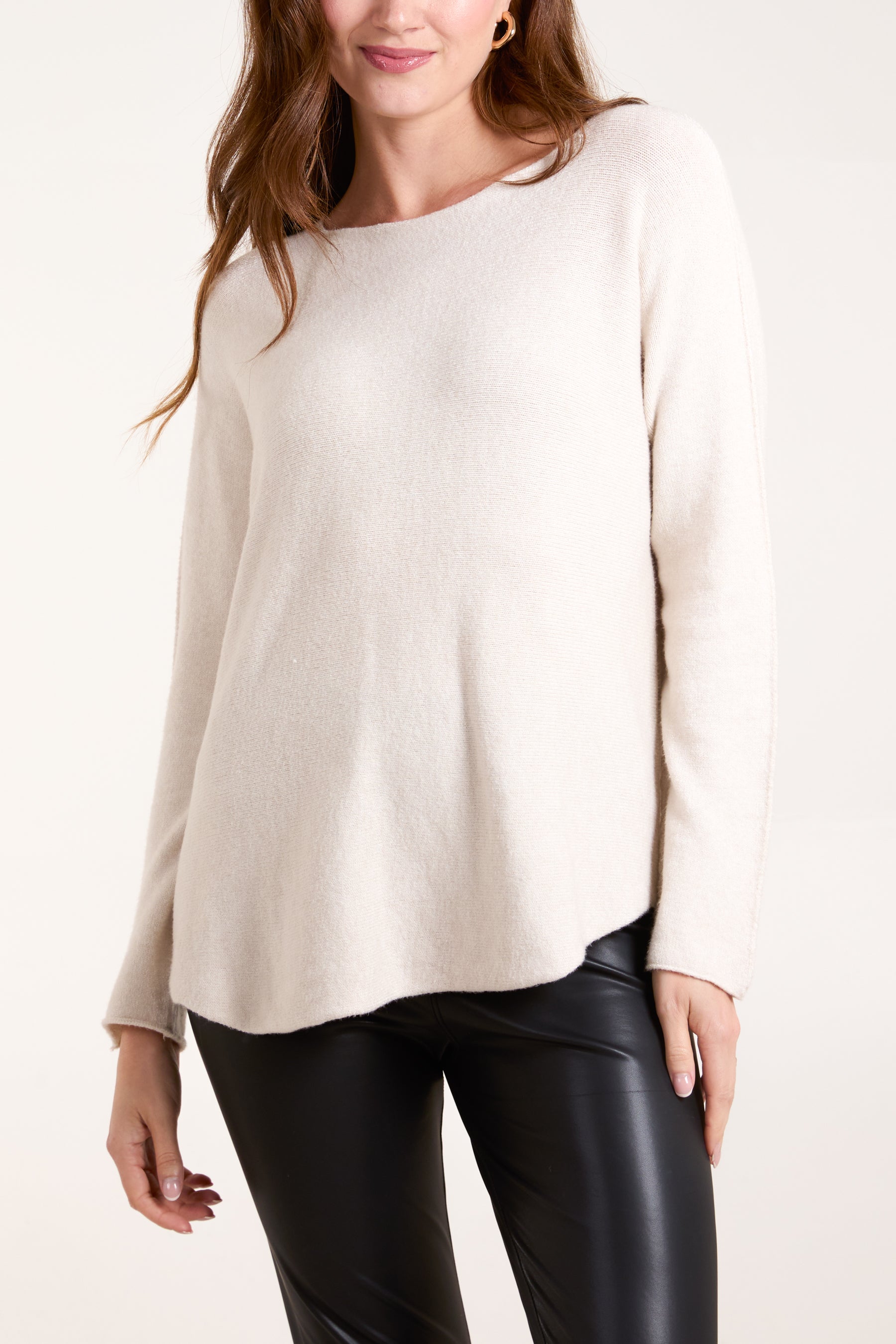 Boat Neck Raw Edge Jumper