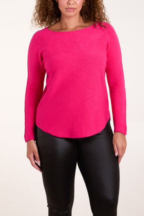 Boat Neck Raw Edge Jumper