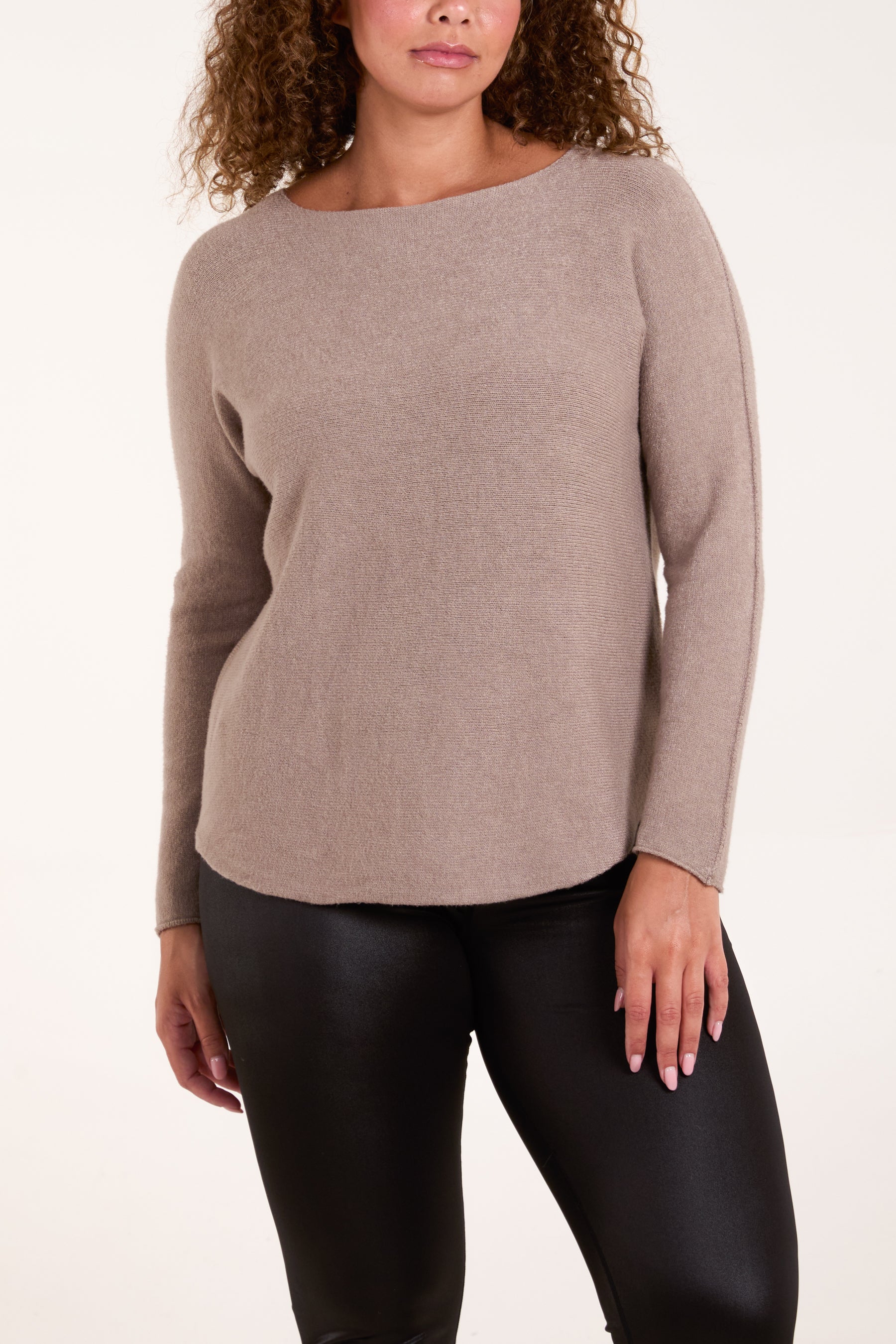 Boat Neck Raw Edge Jumper