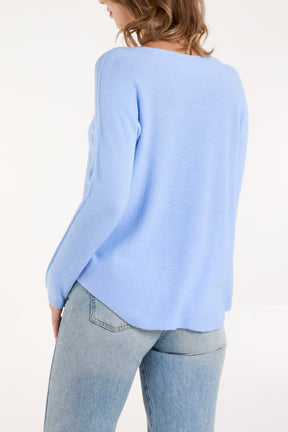 Boat Neck Raw Edge Jumper