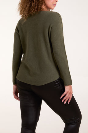 Boat Neck Raw Edge Jumper