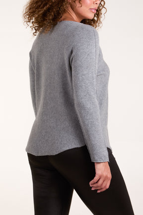 Boat Neck Raw Edge Jumper