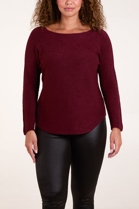 Boat Neck Raw Edge Jumper