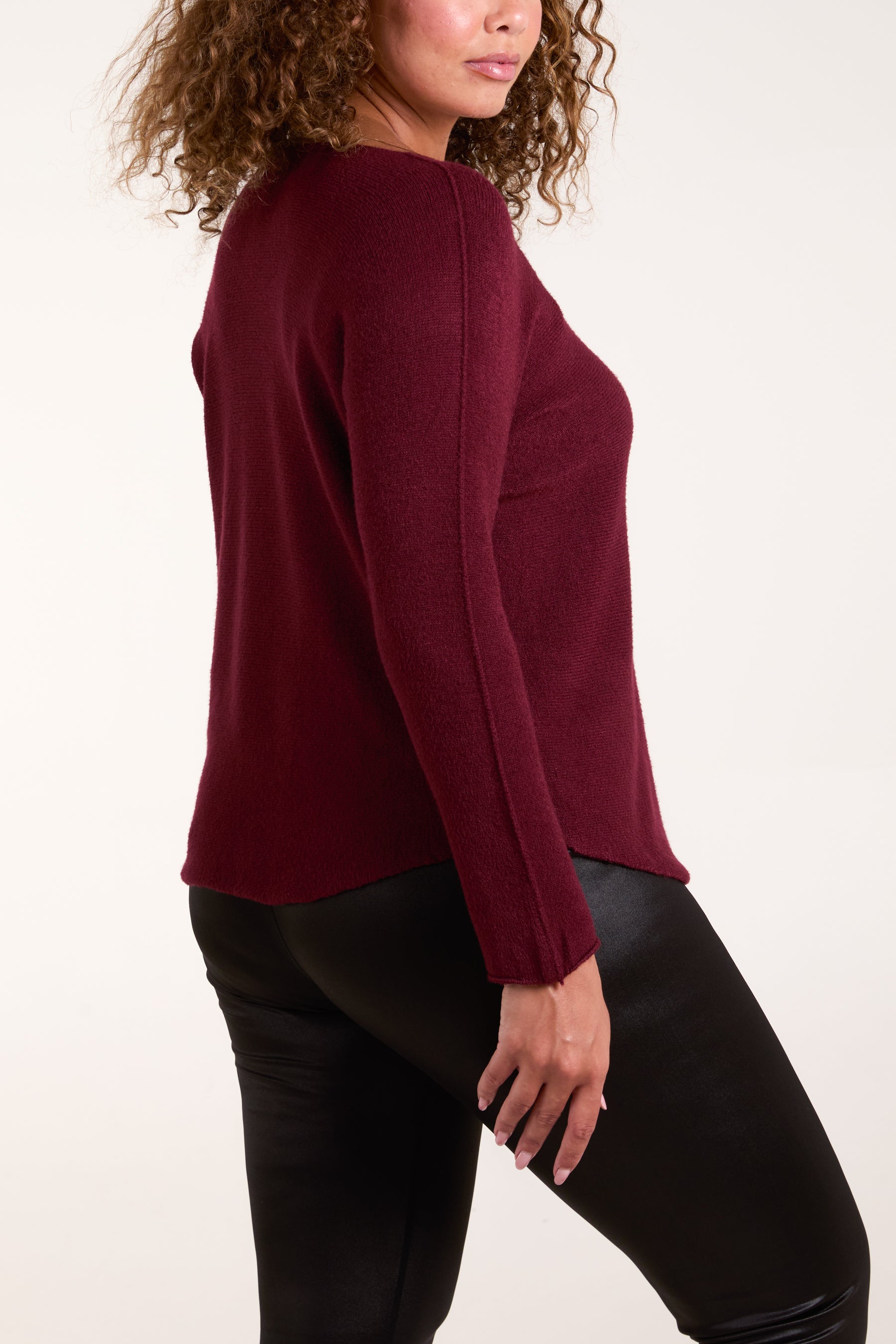 Boat Neck Raw Edge Jumper