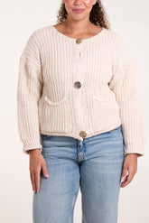 Gold Buttons Chunky Knit Cardigan