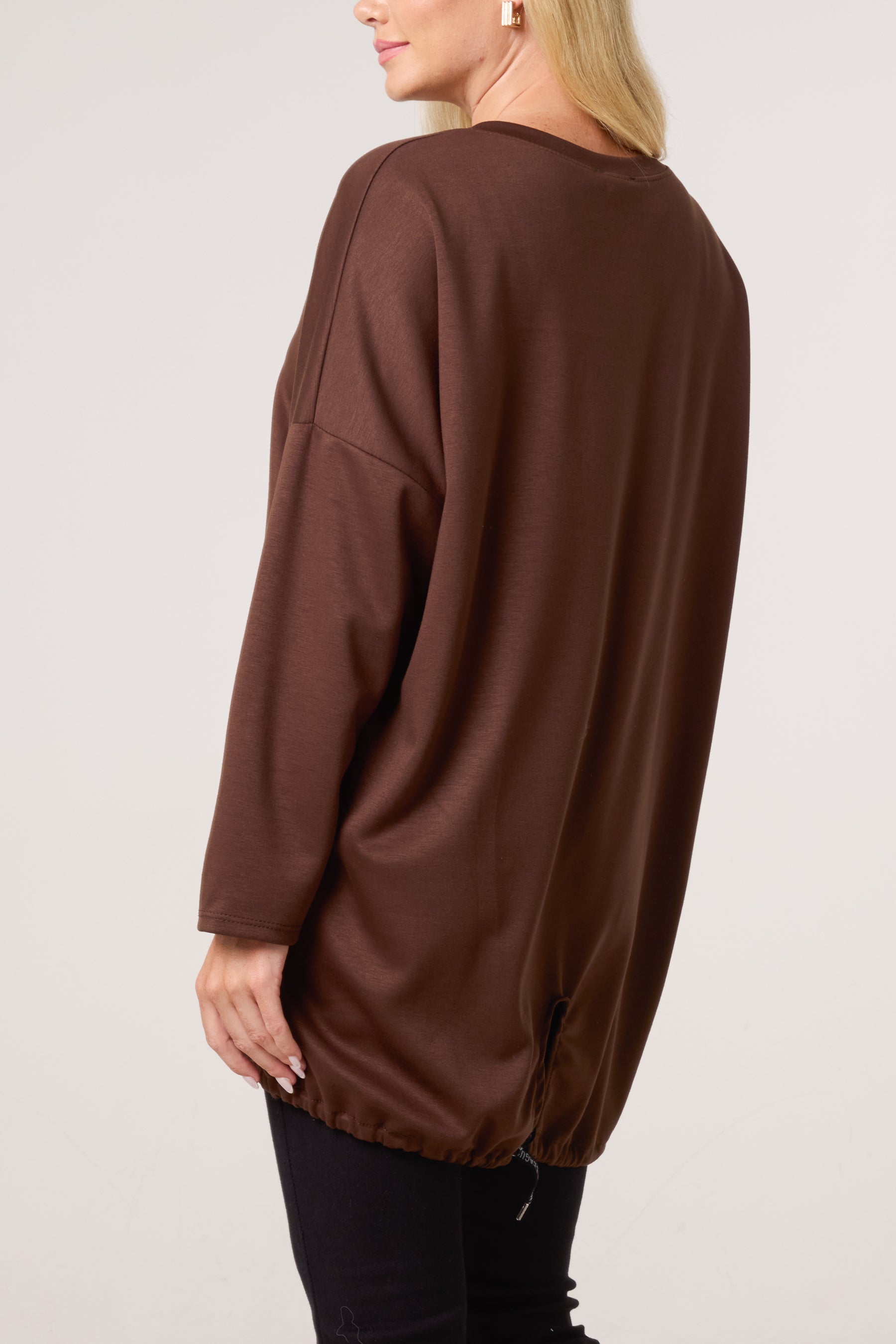 Round Neck Roll Sleeve Sweatshirt