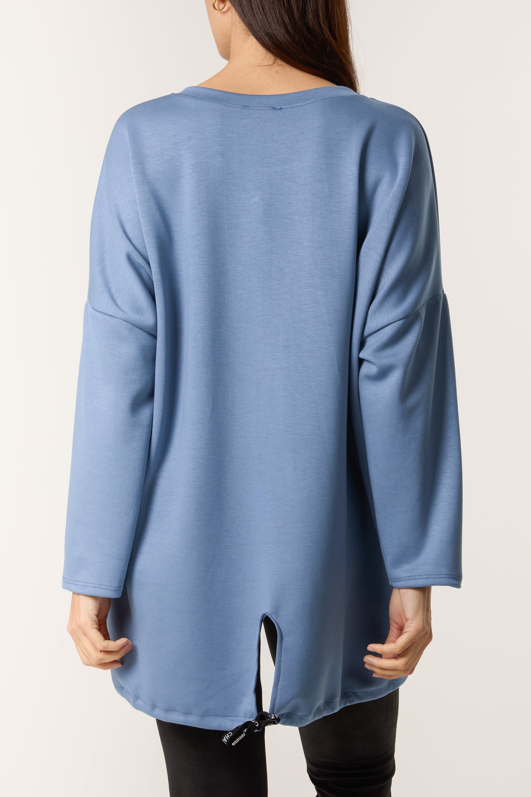 Round Neck Roll Sleeve Sweatshirt