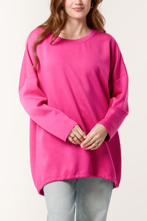 Round Neck Roll Sleeve Sweatshirt