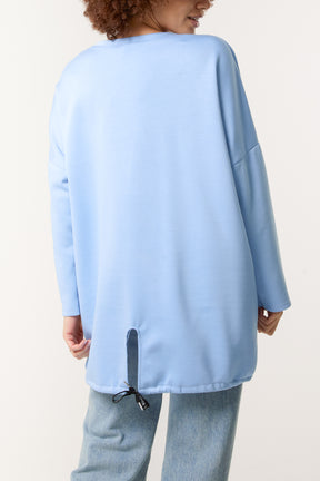 Round Neck Roll Sleeve Sweatshirt