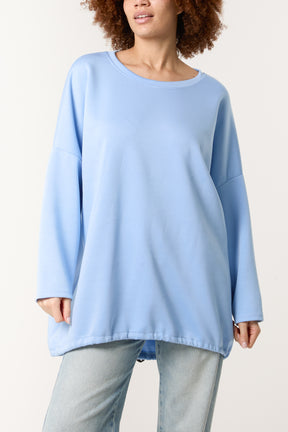 Round Neck Roll Sleeve Sweatshirt