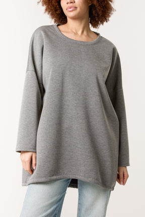 Round Neck Roll Sleeve Sweatshirt